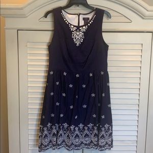 Blue white eyelet dress slimming liner size 10